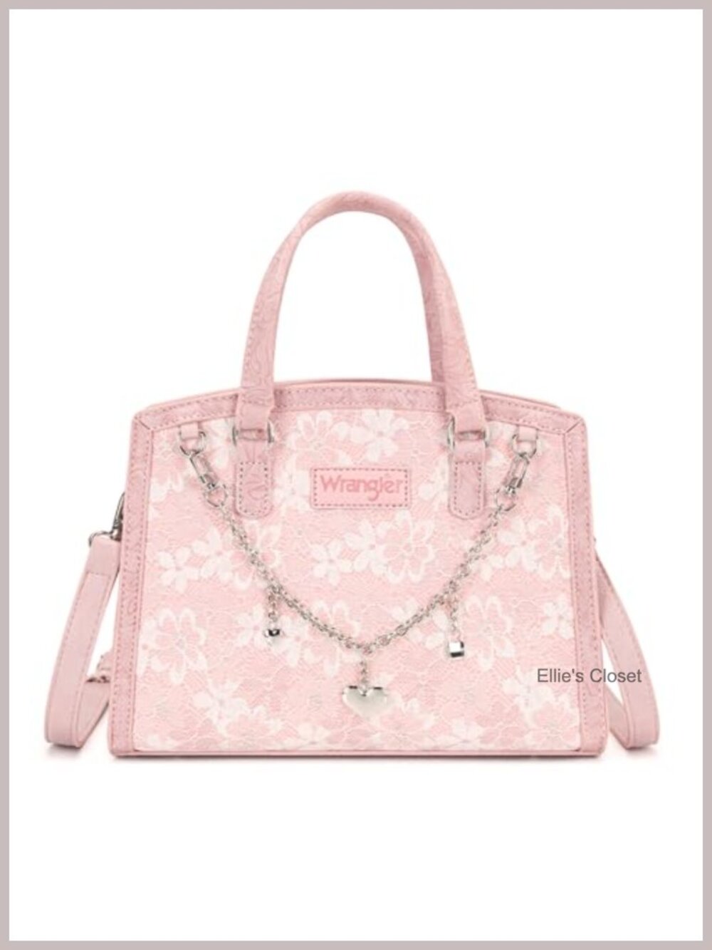 Wrangler Lace Tote Bag for Women, Medium Satchel Purse with Floral Lace, Faux - Picture 1 of 6